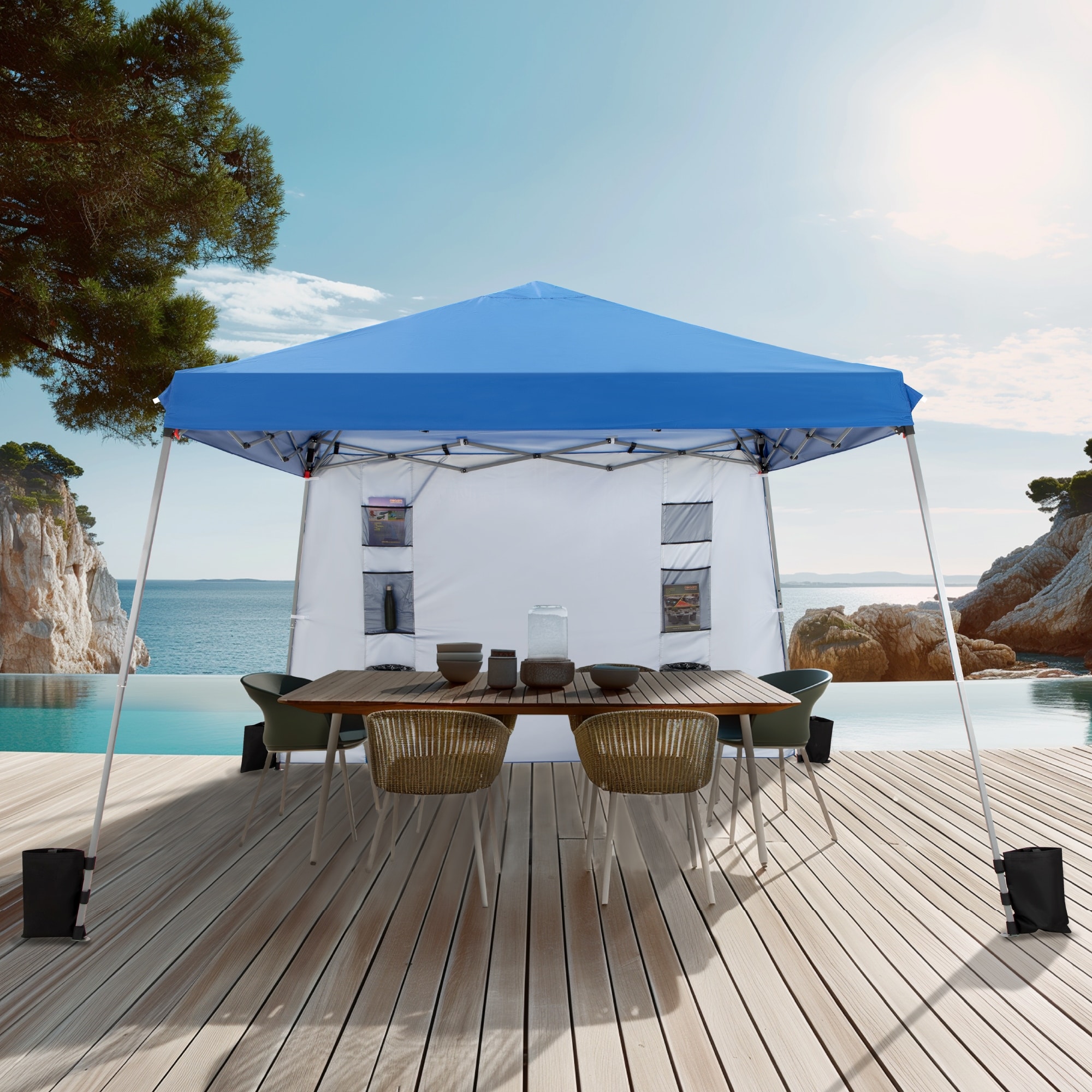 12x12' Canopy with One Sidewalls UV Block Sun Shade Canopy Gazebo for Patio Outdoor