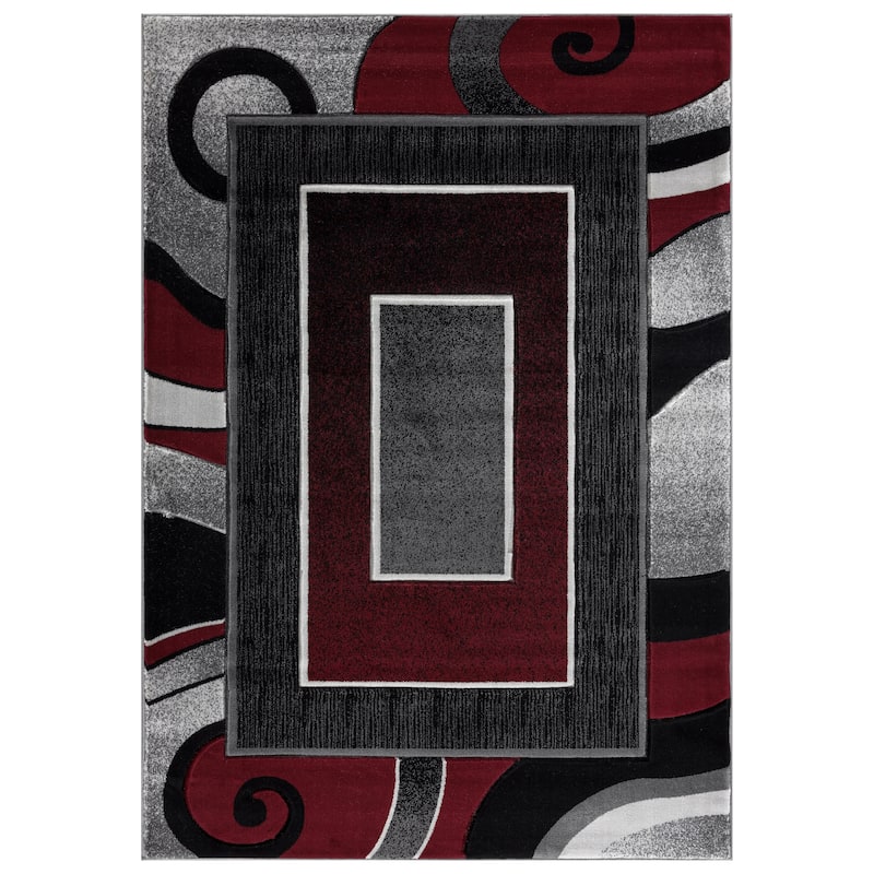 Glamour Red/Black Polypropylene Area Rug