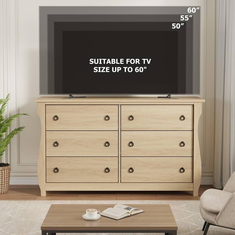3/6/7 Drawer Dresser - Boho Dresser with Curved Legs, Freestanding Storage Chest Organizer