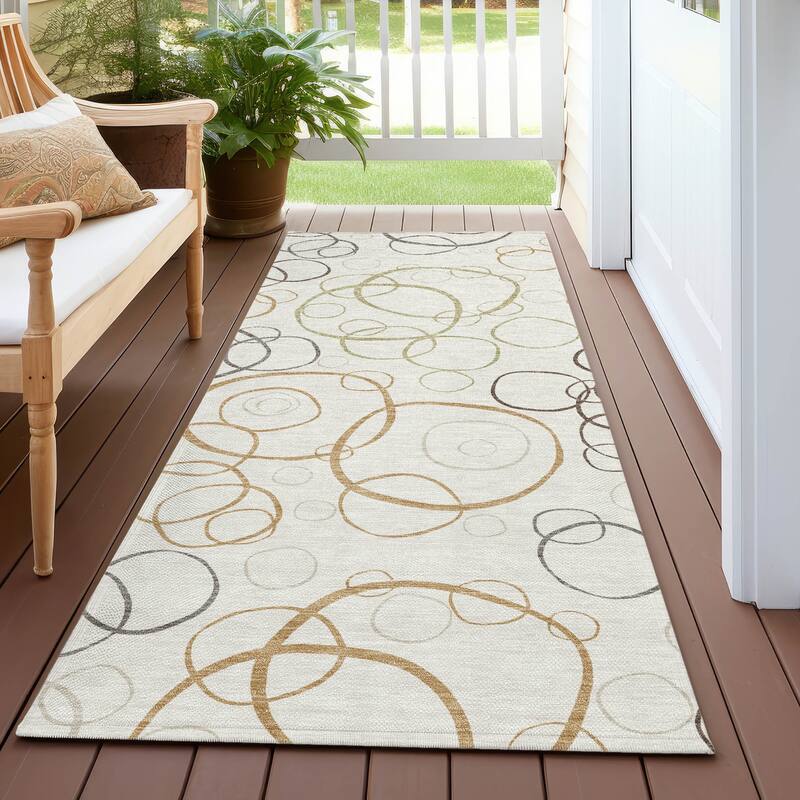 Machine Washable Indoor/ Outdoor Contemporary Nexus Chantille Rug - Ivory - 2'3" x 7'6"