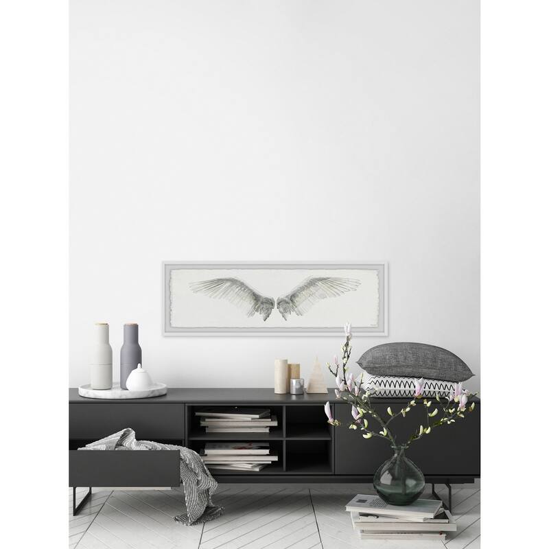 Winged Beauty Framed Print - White Feathered Wings Wall Art - Home Decor Painting