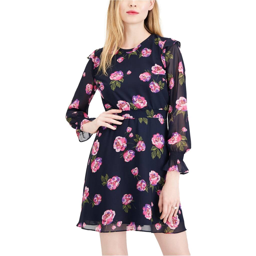 Maison Jules Womens Floral Fit & Flare Dress