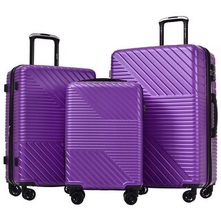 3 Piece Luggage Set Hardside Lightweight Spinner Suitcase Bed