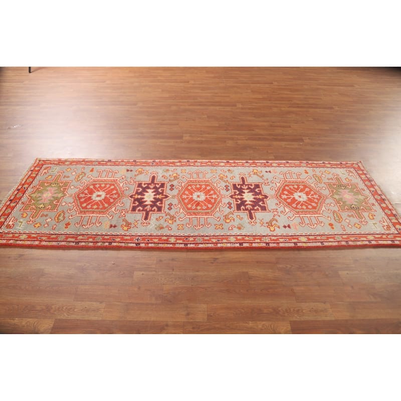 Heriz Serapi Oriental Runner Rug Handmade Geometric Wool Carpet - 2'8" x 7'11"
