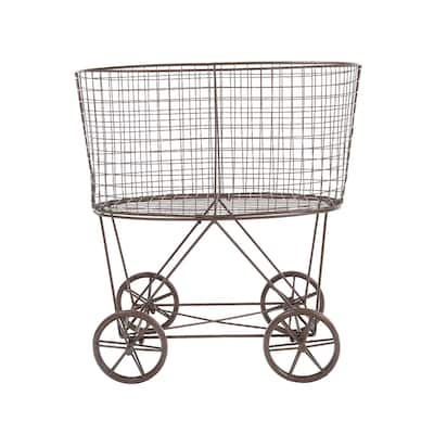 Metal Rolling Laundry Cart with Rack