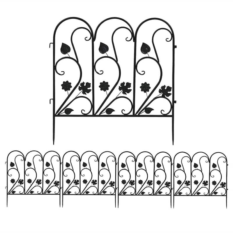 5 Pack Garden Fence Metal Fencing Panels Rustproof Border Section Fence - 23.4” W x 24.3” H