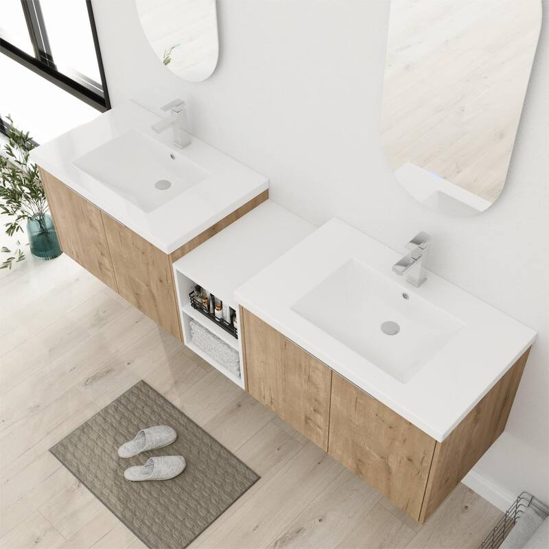 Bathroom Vanity With Sink In 24/36/48/60/72/84 Inch, Floating Bathroom Vanity With Soft Close Door and Shelf