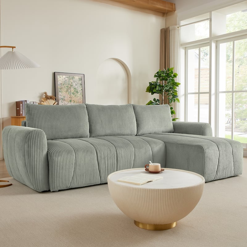 105.2" Corduroy L-Shaped Sectional Sofa with Storage