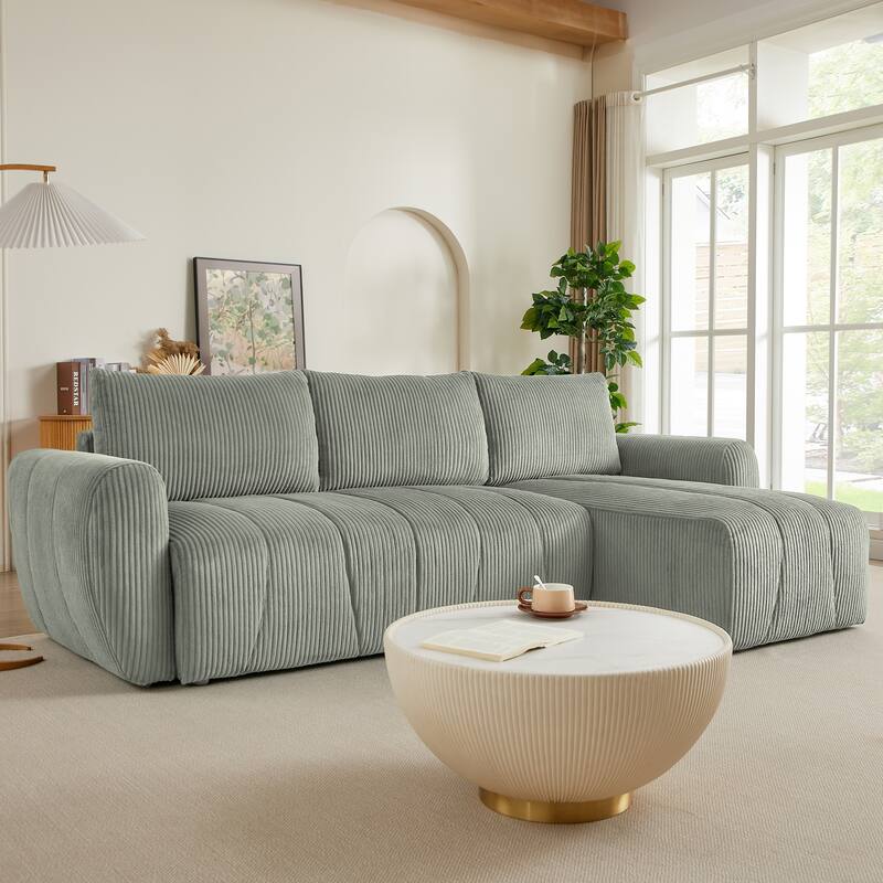 Grey 105.2'' L-Shaped 3 Seater Convertible Sofa Couch with Storage, Modern, Adjustable Backrests, and Repositionable Chaise