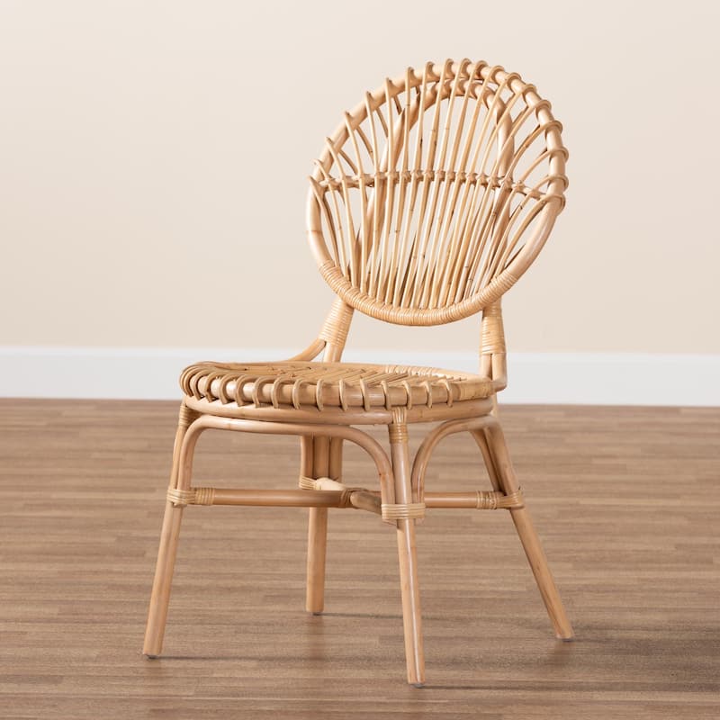 Iris Modern Bohemian Natural Brown Rattan Dining Chair