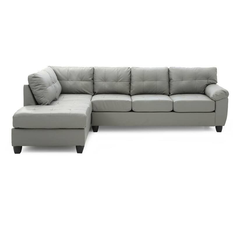 Tufted Reversible Faux Leather L-Shape Sectional Sofa - 111" - Gray