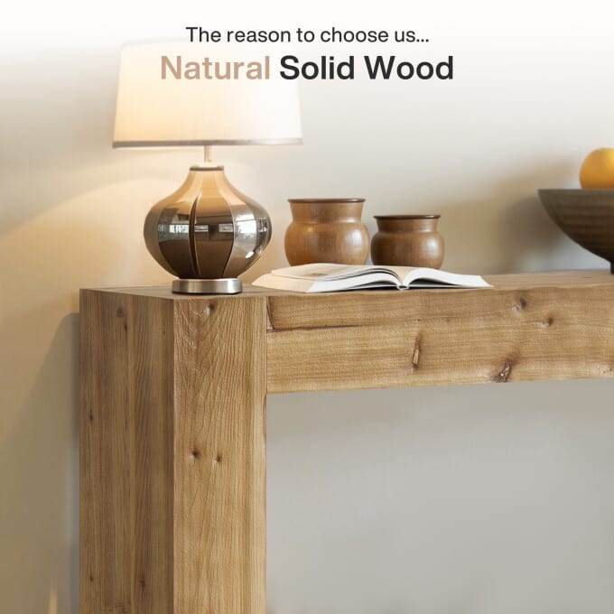 63-inch Solid Wood Console Table, Rustic Entryway Table, Sofa Table