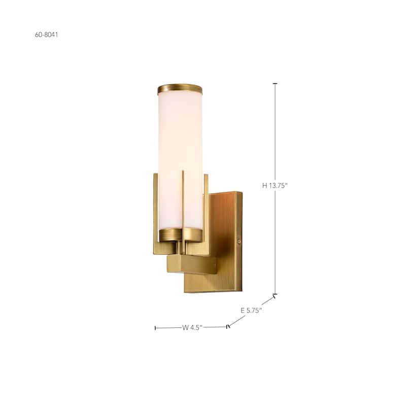 Roselle 1 Light Vanity Natural Brass with White Glass - Natural Brass