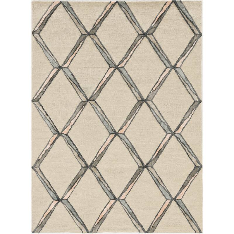 Libby Langdon Upton Mod Scape Handtufted Wool Rug - 9' x 13' - Ivory / Pastel