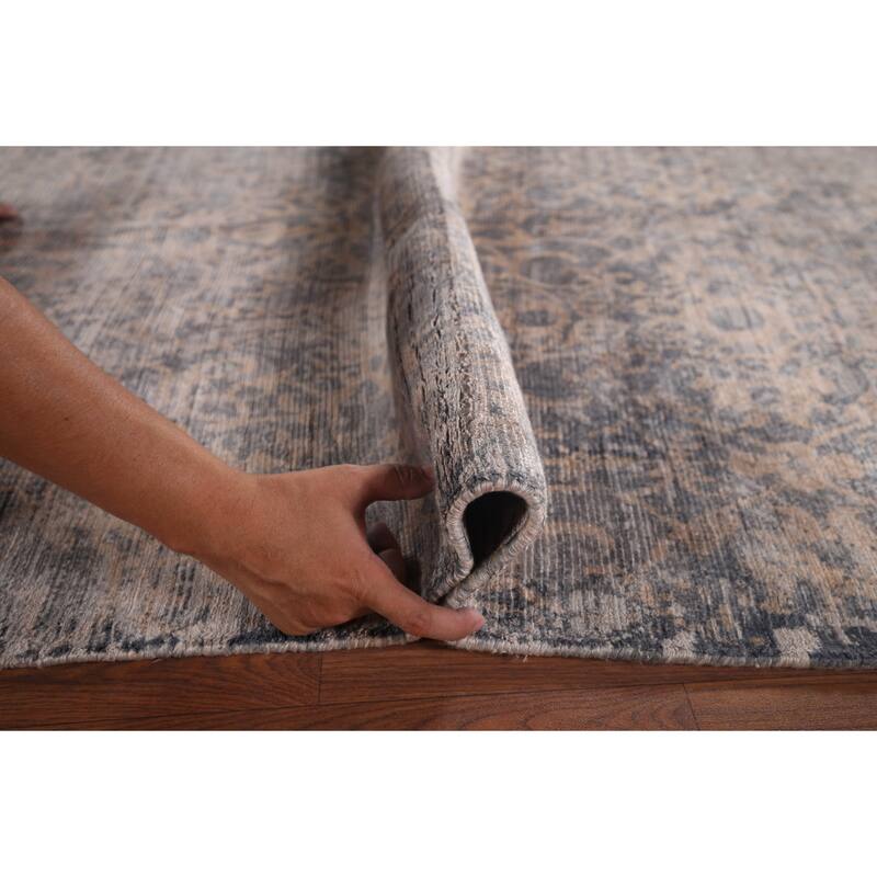 Multi-Color Abstract Indian Area Rug Handmade Wool Carpet - 7'11"x 10'1"