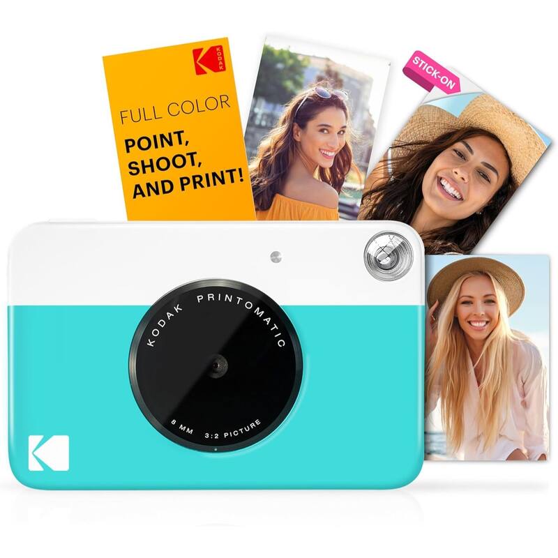 Kodak Printomatic Instant Camera Black Gift Bundle with Blue Case, 20 Zink Sheets, Album & More - N/A