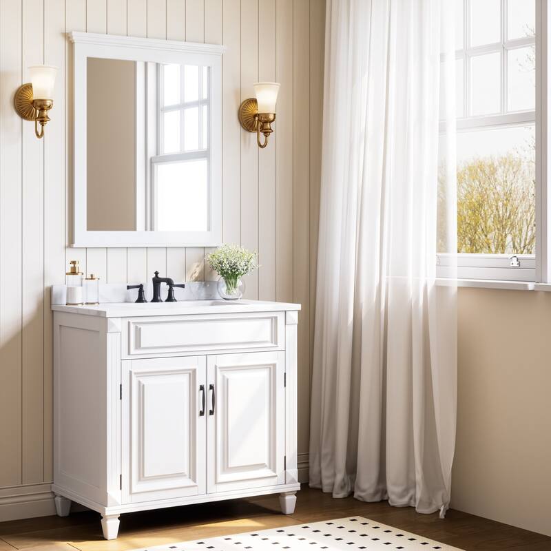 HOROW 23.63 in Rectangular Undermount Ceramic Bathroom Sink in White with Overflow Drain