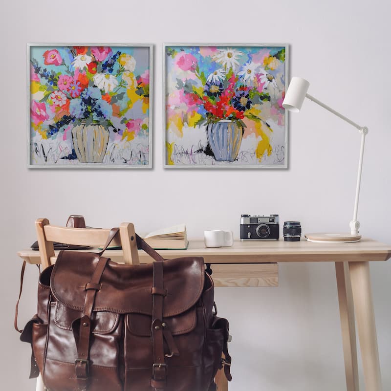 Stupell Vibrant Flower Vase Collection Framed Giclee Art Design By Joan Curtis (Set of 2)