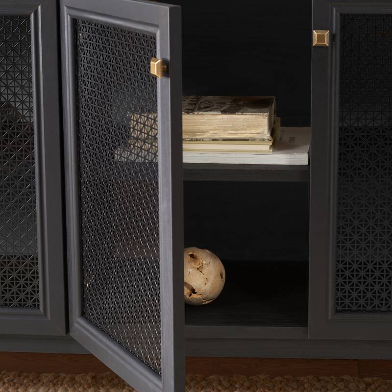 SAFAVIEH Home Piran 63-inch 4 Door 2 Shelf Media Stand. - 63"Wx16"Dx32"H