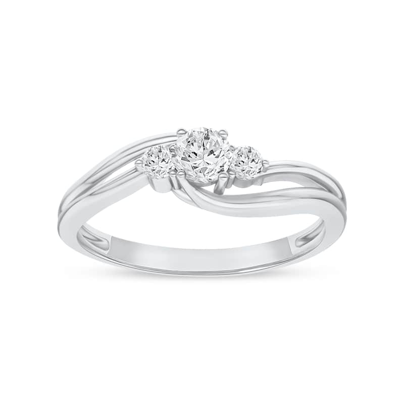 1/4ct TDW Diamond Three stone Anniversary Ring in 10K White Gold for Women