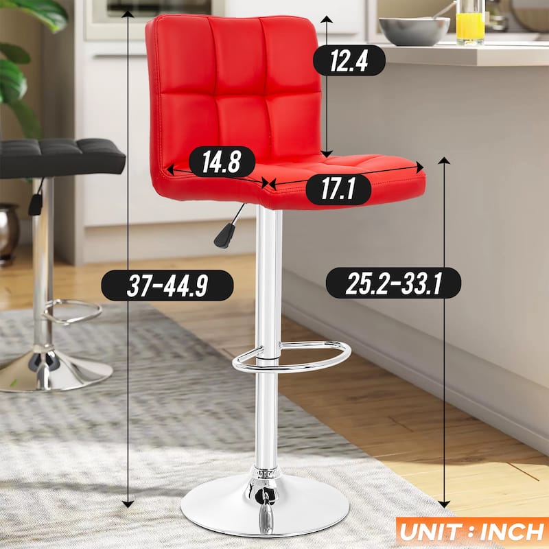 Furniture of America Orson Modern PU Leather Adjustable Height Swivel Bar Stools (Set of 2)