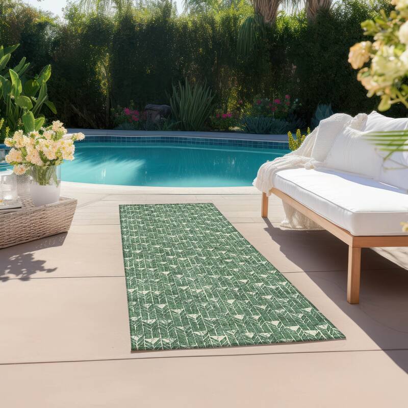 Alsifi Sleek Geometric Weather Resistant Timeless Fusion Outdoor Rug