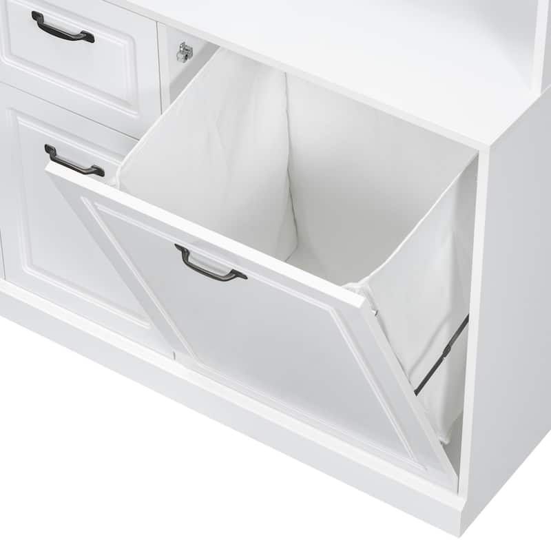 70.9'' Tall Free Standing Organizer, Tilt-Out Hamper Drawers Shelves