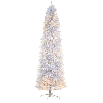 9' Slim White Christmas Tree with 600 Lights - 108
