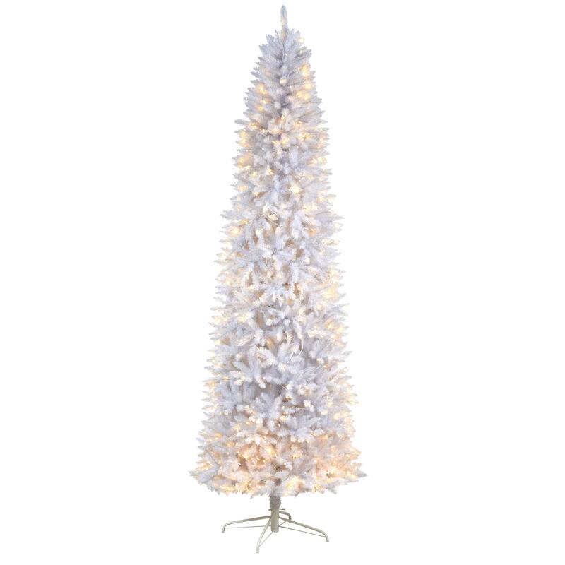 9' Slim White Christmas Tree with 600 Lights 108 On Sale Bed Bath