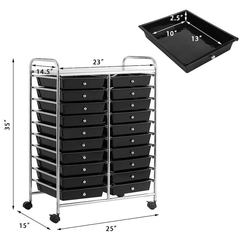 Costway 20 Drawers Rolling Cart Storage Scrapbook Paper Studio - See Details