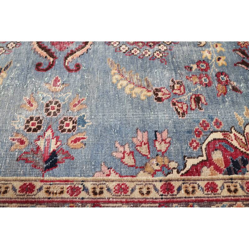 ECARPETGALLERY Hand-knotted Antalya Vintage Light Blue Wool Rug - 9'6 x 12'7