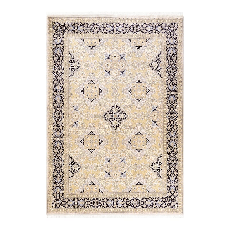 Overton Handknotted Wool Traditional Oriental Ivory Area Rug - 6' x 9' - Sand - 6' x 9'