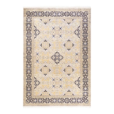 Overton Handknotted Wool Traditional Oriental Ivory Area Rug - 6' x 9'