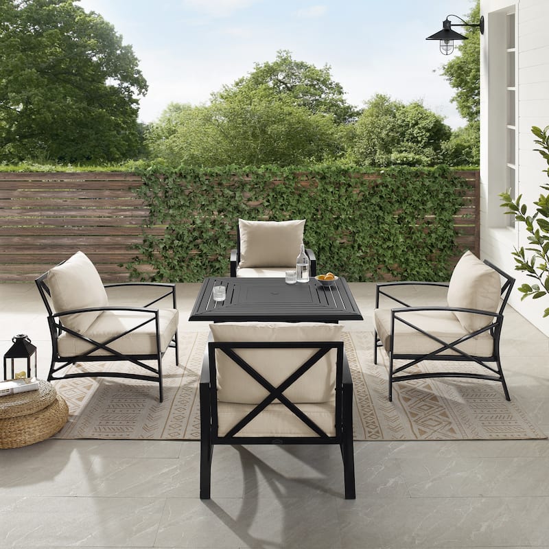 Crosley Kaplan 5Pc Outdoor Chair Set W/ Fire Table - 140 "W x 140 "H x 32 "D