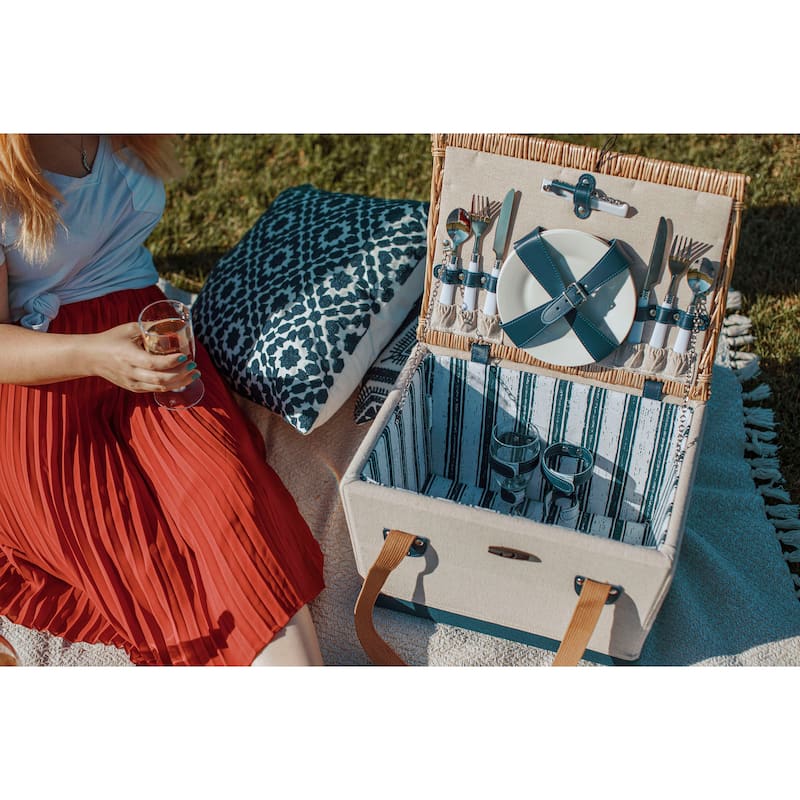 Picnic Time Beige Boardwalk Picnic Basket for 2 - N/A