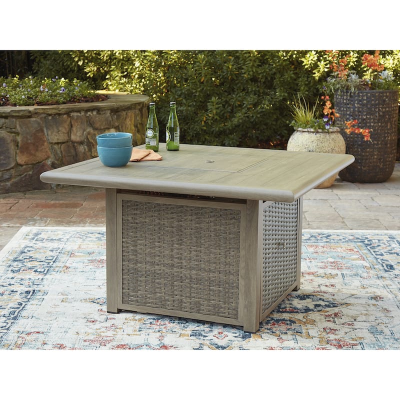 Signature Design by Ashley Carisbo Beige Fire Pit Table - 42" W x 42" D x 25" H