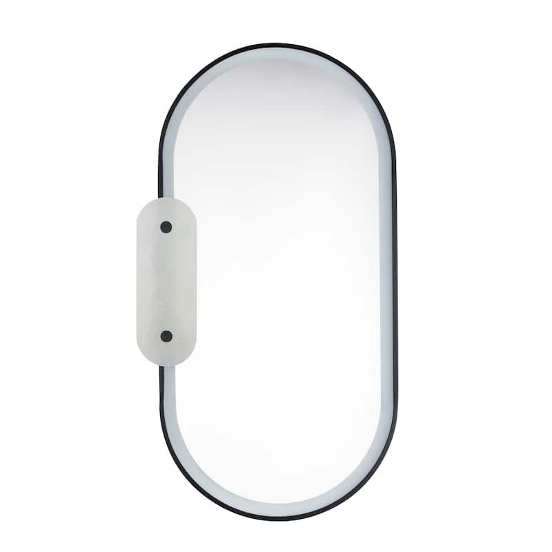 Studio M SM24800 Stonewall 22"W x 40"H Oval Beveled Accent Mirror - Black / White Alabaster