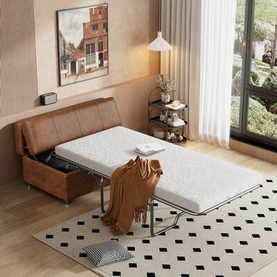 Twin Size Folding Ottoman Sleeper Bed with Mattress Convertible Guest Bed