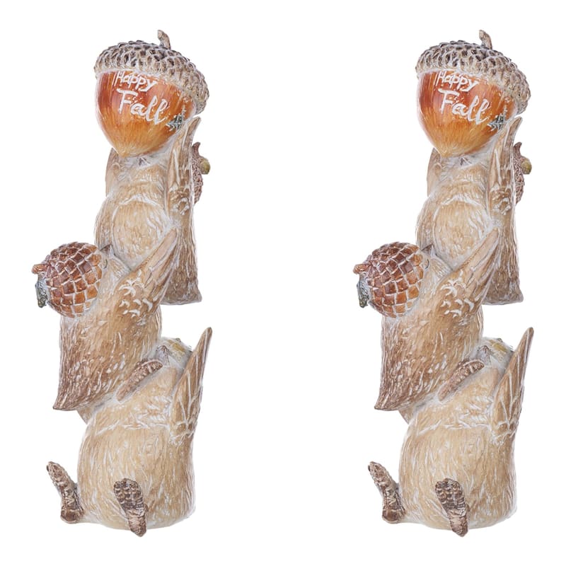 Set of 2 Stacking Bird "Happy Fall" Tabletop Figurines 9"