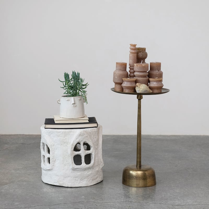 Decorative Handmade Paper Mache House - 14.0"L x 14.0"W x 13.0"H