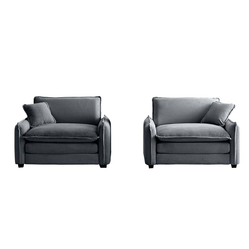 Ergonomic Corduroy Single Deep Seat Sofa Chair, (Set of 2)