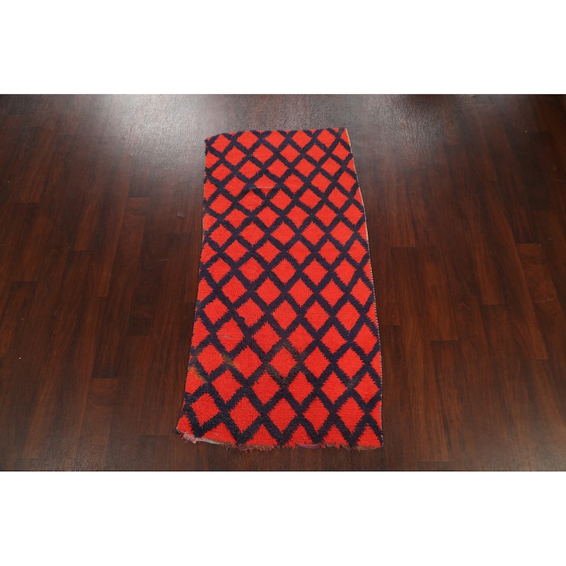 Checkered Tribal Moroccan Oriental Wool Area Rug Hand-knotted Carpet - 2'9" x 5'8"