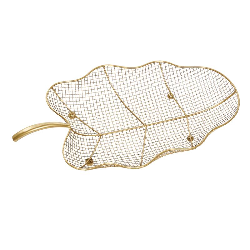 Metal Leaf Tray - Set of 2 Gold - Roche River Decor