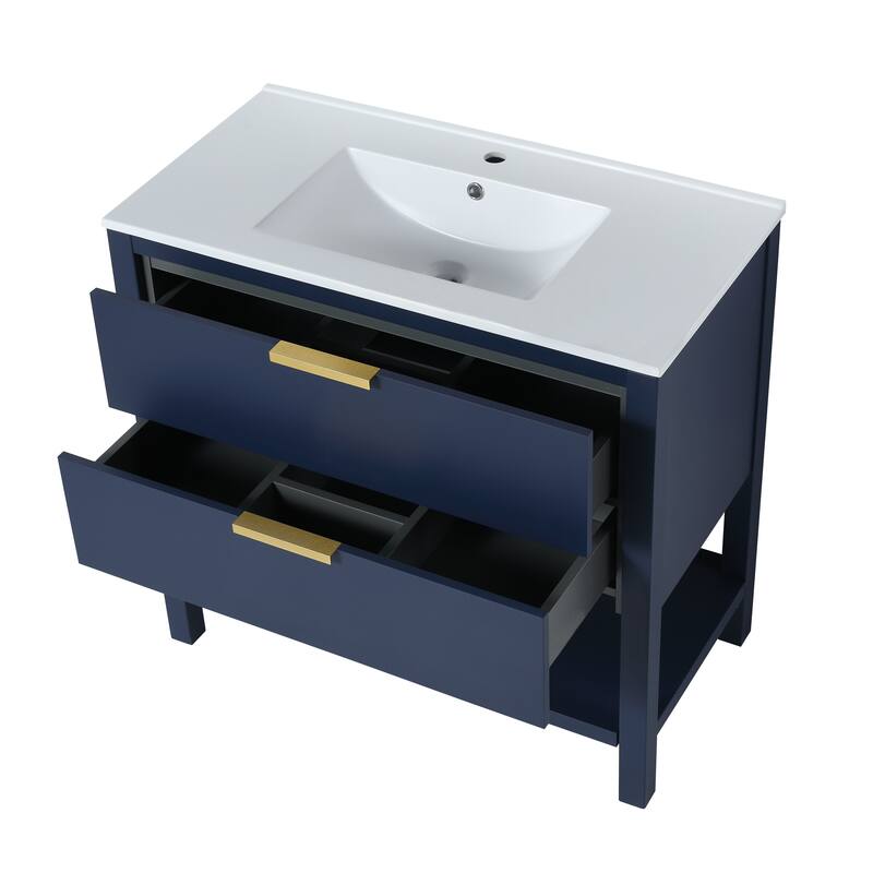 GDFStudio - Everett Modern Freestanding Bathroom Vanity with Dual Soft-Close Drawers