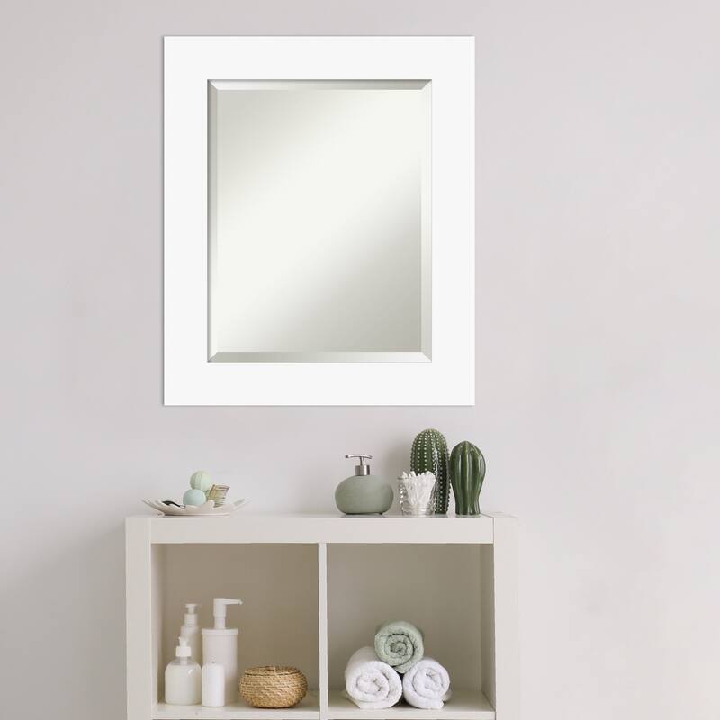 Basic Beveled Wood Framed Bathroom Vanity Wall Mirror