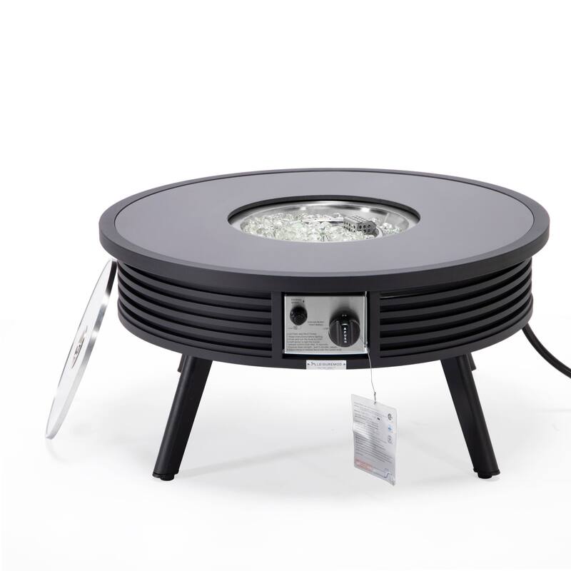 Leisuremod Walbrooke Modern Outdoor Patio Round Fire Pit Table for Porch Backyard Deck - 29