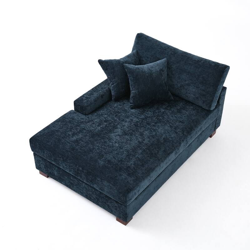 Oversized Chenille Modular Chaise Lounge With Deep Seat