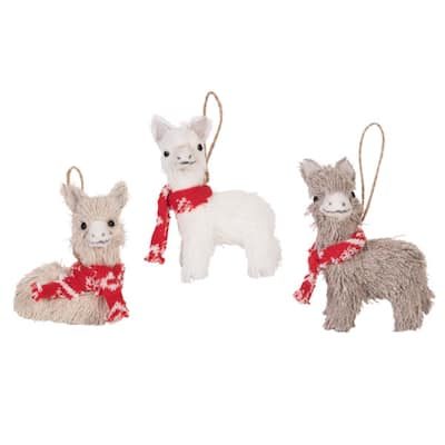 Transpac Foam Llama Ornament Set of 3 Christmas Home Decorations