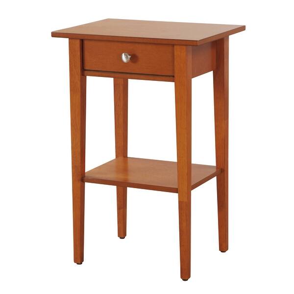 Wood High Legs Bedside Table End Table with Felt Lined Top Drawer and