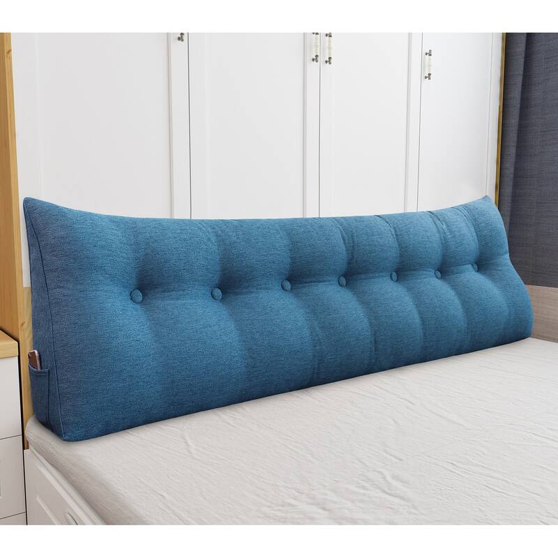 WOWMAX Bed Rest Wedge Reading Pillow Headboard Back Support Cushion - King - Blue
